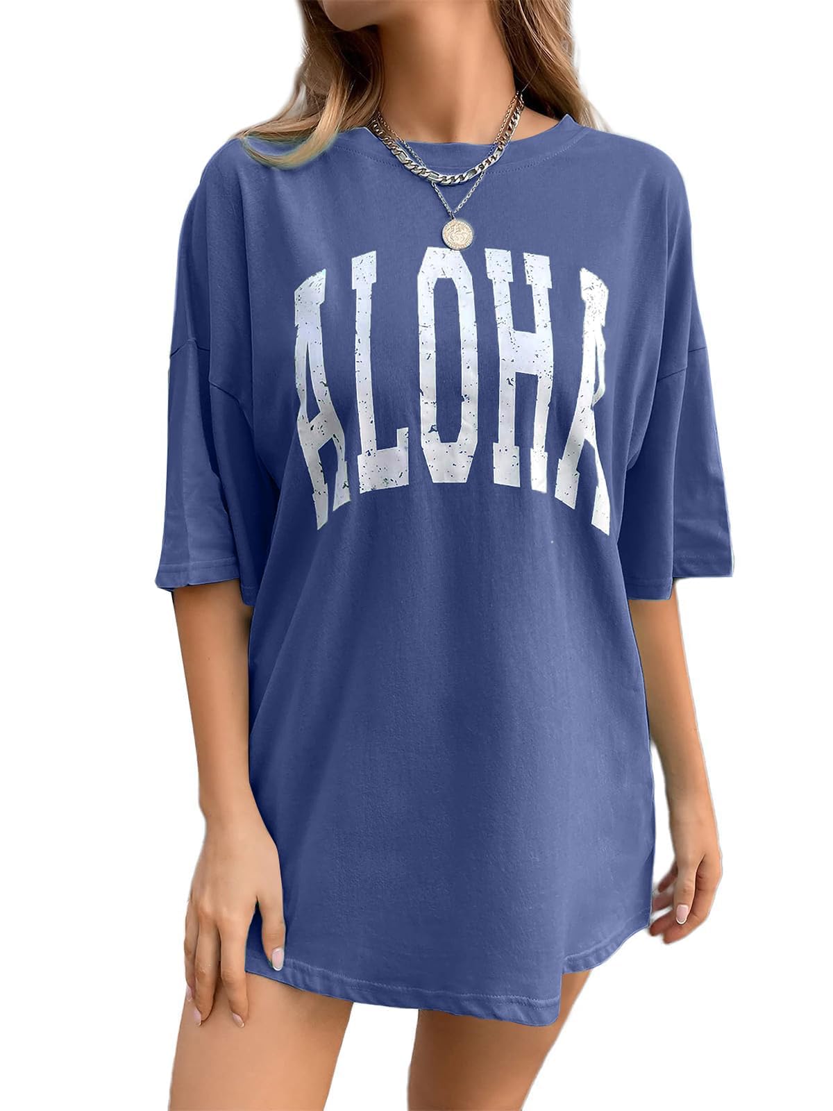 Corestyle- Women's Casual Oversized  Navy Graphic Tee