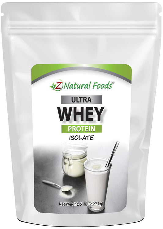 Z Natural Foods Ultra Whey Protein Isolate Powder - Pure Unflavored Unsweetened Whey Protein Powder - Flavorless Whey Isolate with Vital Proteins for Fitness Sports Nutrition Immune Support 5 lb